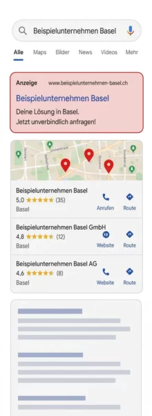 Aufbau der lokalen Google-Suche