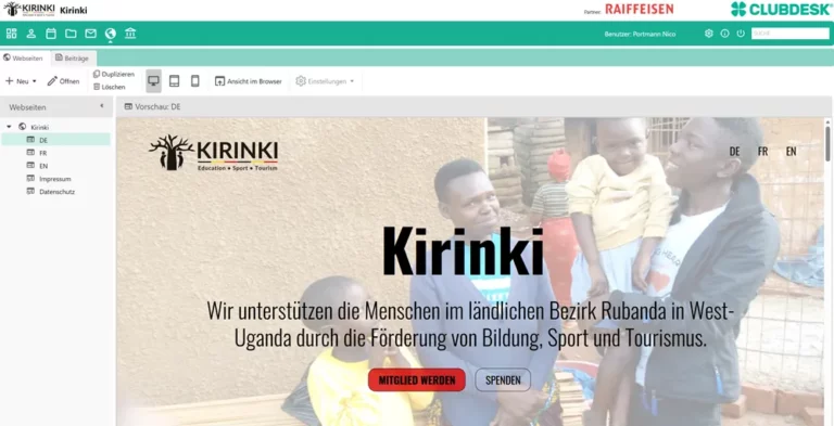 Erstellung einer Vereinswebsite im ClubDesk Website Editor